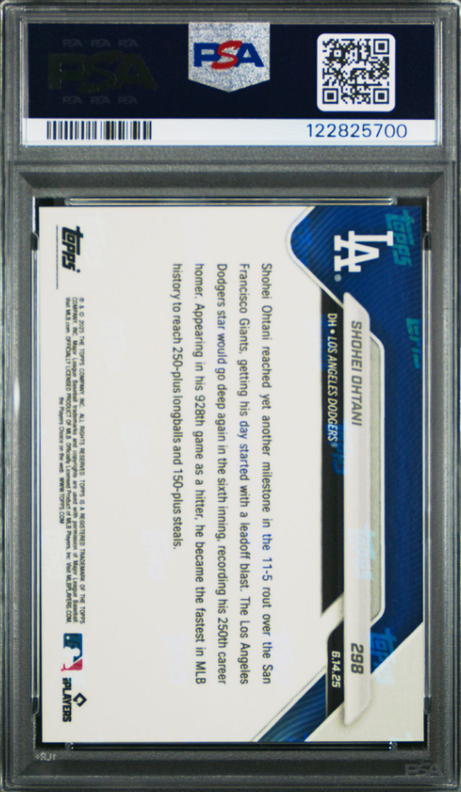 Shohei Ohtani - 2025 Topps Now #298 - Dodgers - 250th HR - PSA Gem Mint 10