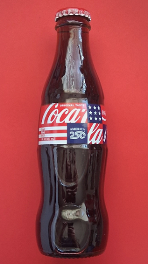 Coca-Cola AMERICA 250 CELEBRATING 250th ANNIVERSARY 1 GLASS BOTTLE 8 OZ