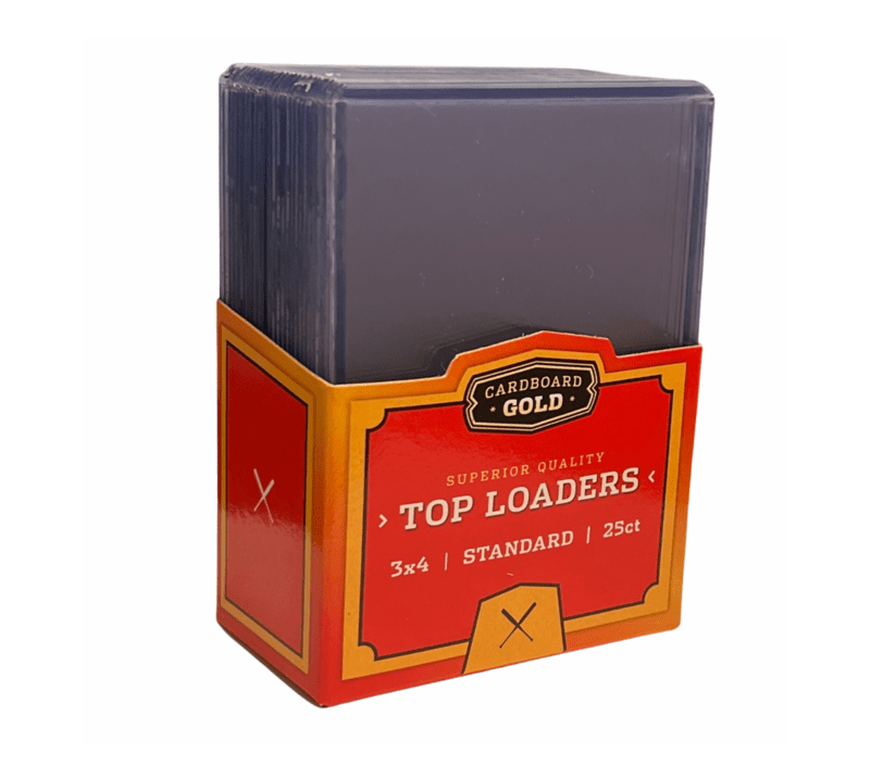 200 Cardboard Gold 3x4 Top Loaders + 200 Card Sleeves + BCW 14 in Storage Box
