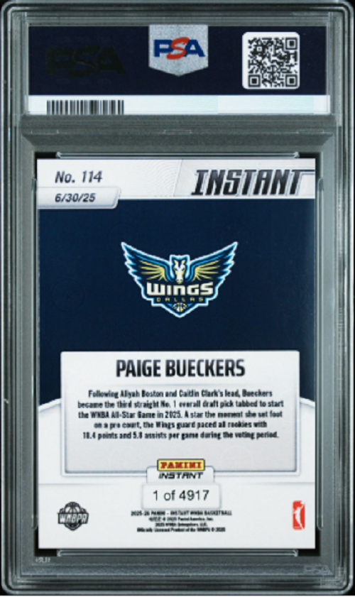 2025 PANINI INSTANT WNBA 114 PAIGE BUECKERS PSA GEM MINT 10